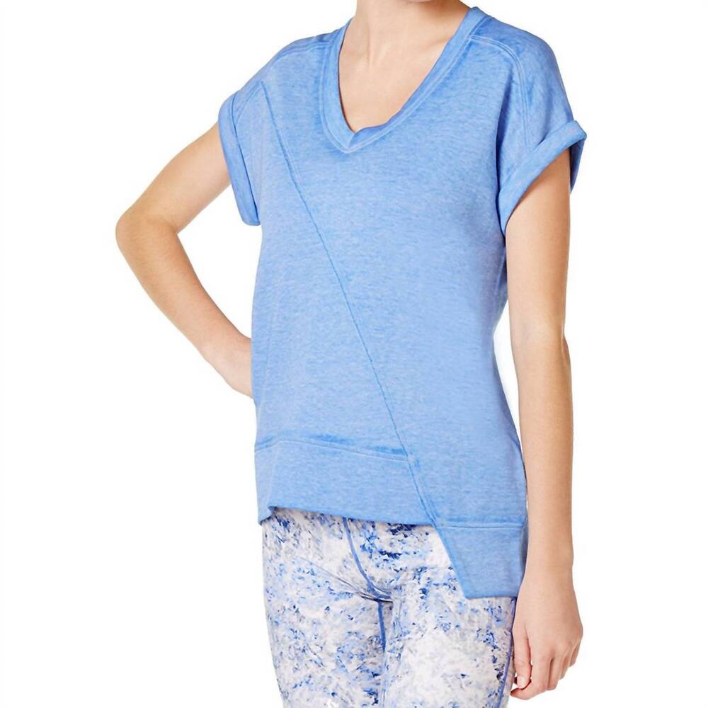 NEW CALVIN KLEIN performance asymmetrical-hem active pullover top in laguna